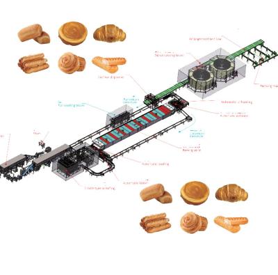 China Snack Factory Factory High Efficiency Bread Making Machine Commercial Puff Croissant Bread Production Line Equipment for sale