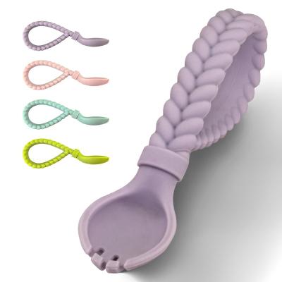 China Cute BPA Free New Baby Soft Silicone Spoon Children Baby Food Feeding Silicone Spoon for sale