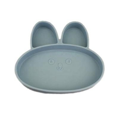 China Cute Hot Selling Animal Rabbit BPA Free Microwave Safe Divided Kids Baby Feeding Set Dinnerware Baby Silicone Plate Bowl Set for sale