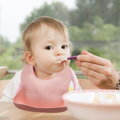 China Washable 2022 Fashion Newborn High quality food grade easy to clean Feeding Baby Bib  Supplies Silicone Bib Spoon Bowl Baby Bibs for sale