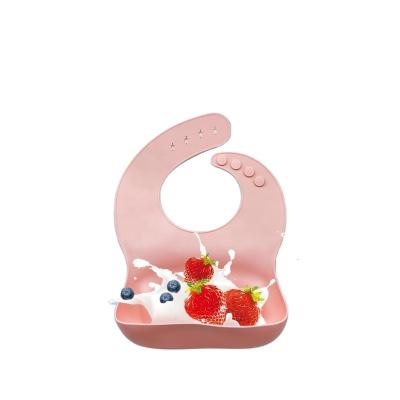 China Washable Food Grade Nylon Silicone Bib Waterproof Baby Bibs Food Catcher Splicing Silicone Bib for sale