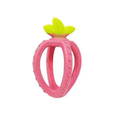 China Soft Toy Silicone Strawberry Soothing baby teether teething Pacifier toys for Breast Feeding Babies for sale