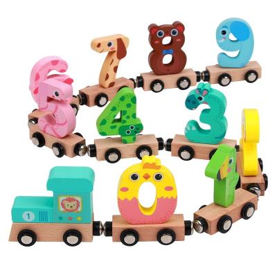 China Eductional Preschool Toys Animal New Design Digital Magnetic Train Toy Wooden Toy Train for sale