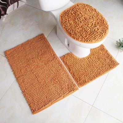 China Hot Sale Practical Practical Mat Non Slip 3Pcs Chenille Set Absorbent Bath Mat Microfiber Door Carpet For Bathroom for sale