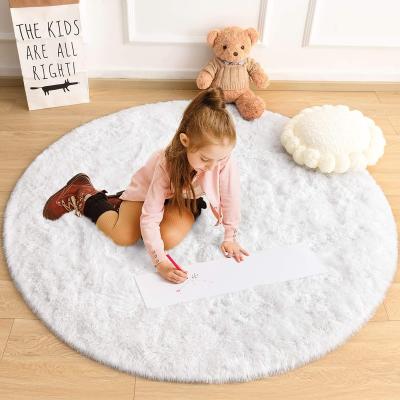 China New Living Room Customization Solid Color Sofa Mat Fur Rugs For Bedroom Washable Modern Balcony Round Cushion for sale