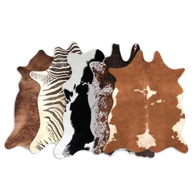 China New Design Soft High Click Cow Hide Blankets Non-slip Washable Fur Rugs Bedroom Mats Printed Cowhide Rug For for sale