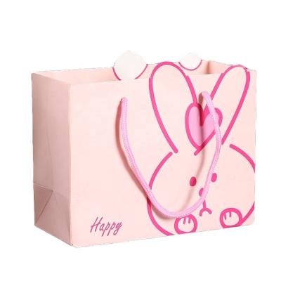 China Recyclable Fancy Cardboard Pink Color Paper Gift Packaging Shopping Bag for sale