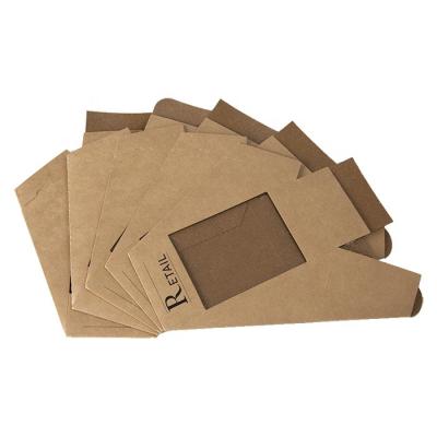 China Recyclable Custom Triangle Cardboard Kraft Paper Sandwich Packing Box With Clear Window for sale