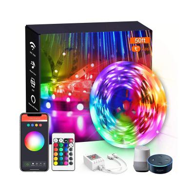 China Residential DC 12V 15m 5050 RGB Color Changing DIY Dimmable LED Pattern Strip Light for sale