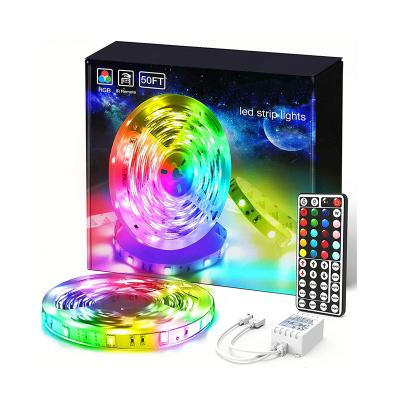 China Shenzhen Residential 50ft 12V RGB 5050 15M Living Room Lights LED with 44 Keys Remote Led Strip Mood Lights for sale