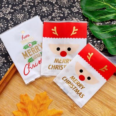 China 100 PCS Disposable Christmas Candy Cookie Gift Bags Plastic Hot Sealing Cookies Snack Jewelry Tea Packaging Bags Christmas Decoration Favors for sale