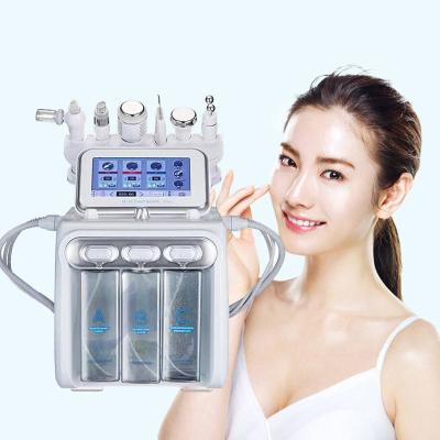 China Exfoliators Wholesale Price Facial Machine 6 in 1 Hydrogen Oxygen Hydrogen h2o2 Vacuum Skin Care Water Hydraulic Microdermabrasion RF Facial Device for sale