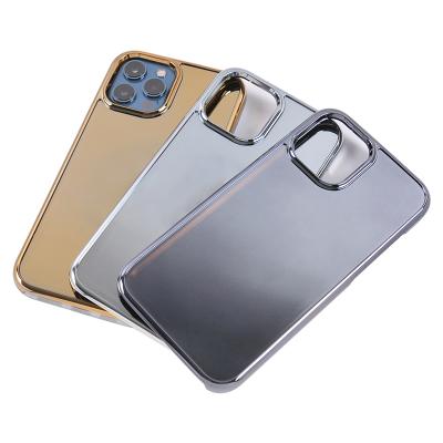 China Anti-drop PC tpu groove custom inlay leather split metallic paint empty case for iphone 12 12 pro 13 13 pro max 13 pro max for sale