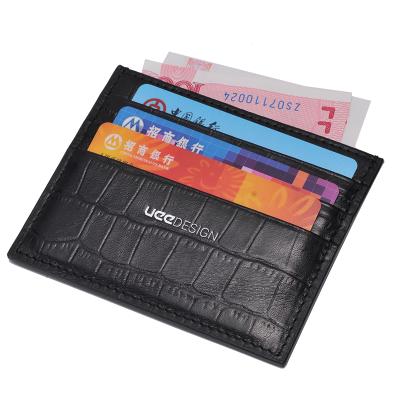 China credit card 6 slots luxury slim crocodile genuine leather card holder for credit id wallet RFID pocket CROCO leather can custom logo for sale