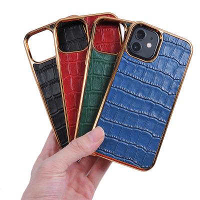 China Factory Luxury OEM Customized Gold Luxury High Quality Frame Premium Crocodile Case For Apple iPhone 12 Pro 2020 Max for sale