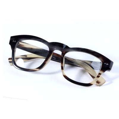 China For Reading Glass Fashion Buffalo Horn Italy Design Glass Horn Blue Light Eyewear for sale