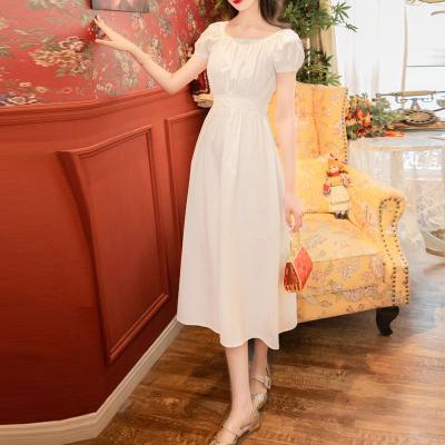 China New Design Women Anti-Static Slim Elegant White Short Sleeve Long Casual Wear For Summer for sale