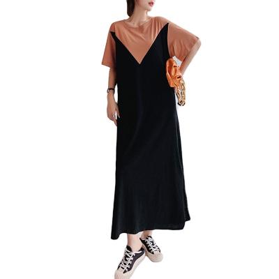 China Wholesale Anti-static Short Casual Dress Cotton Long Sleeve Clothing Women's PlainSlit T-shirt Dresses Maxis for sale