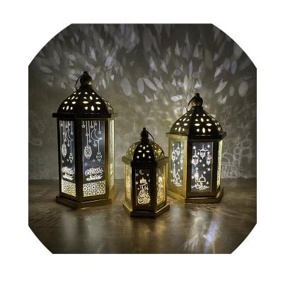 China New Modern Hexagon Star Moon Festival Wind Wooden Lantern Ramadan Led Decorations Light for sale