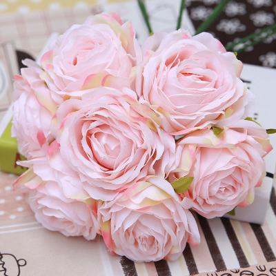 China Hot Fabric Wedding Decoration Backdrop Artificial Flower Roses Heads For Wedding Flower Wall Decoration for sale