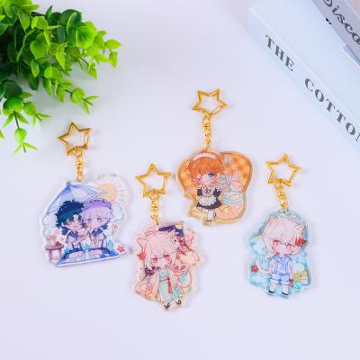 China Hot Party Occasion Charms Colors Holographic Anime Epoxy Custom Clear Acrylic Desk Ornament Keychains for sale