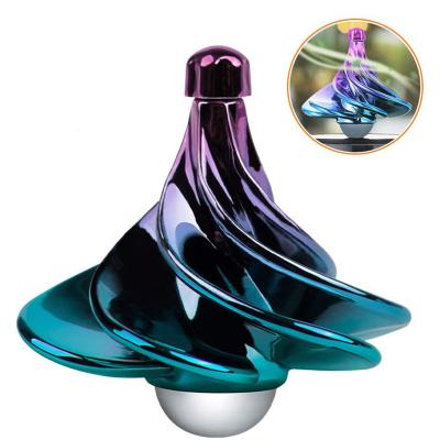 China Indoor Decoration Colorful Wind Gyro Suction Rotation Decompression Pneumatic Magnetic Top Blowing Toy for sale