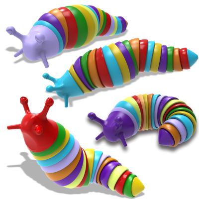 China Indoor 3d hot colorful flexible decoration decompression snails ingot toy caterpillar toy stir ingot for kids for sale