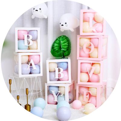 China Wholesale Unisex Gift Paper Soft Box Baby Girl Boy Transparent Balloon Box For Baby Shower Favor Decoration for sale