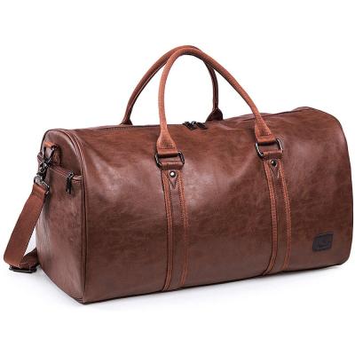 China Comfortable Handle Luxury Retro Carry On Overnight Travel Luggage Duffel Bags PU Leather Weekend Duffel Bag for sale