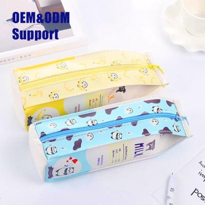 China Cute Kawaii Milk Cartoon School Kids Student Pencil Case Durable Stationary Pocket Organizer Pencil Case for sale