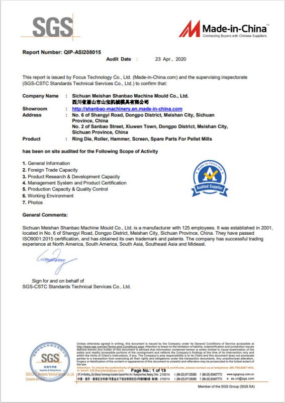 TEST Report - Sichuan Meishan Shanbao Machine Mould Co., Ltd.