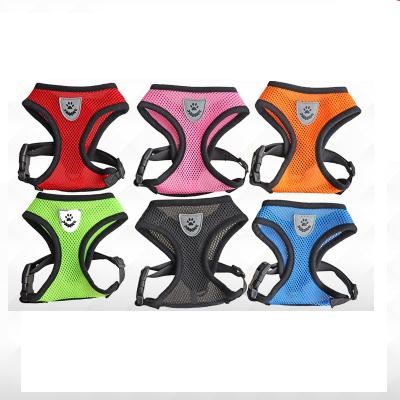 China Fashion Padded Mesh Summer Large Dog Harness Breathable Reflective Adjustable With Leash For Pet for sale