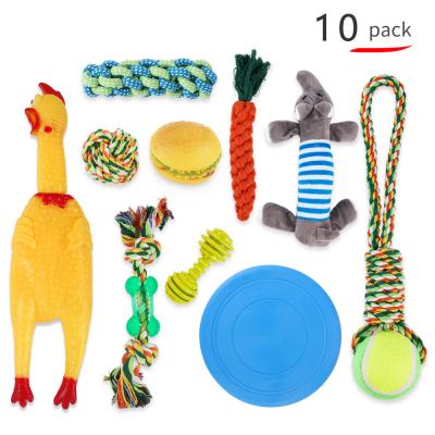 China Custom Viable Dog Toy Set Chew For Pet Shop 7 8 Dog Toy Set 10 Pack Plush Rope for sale