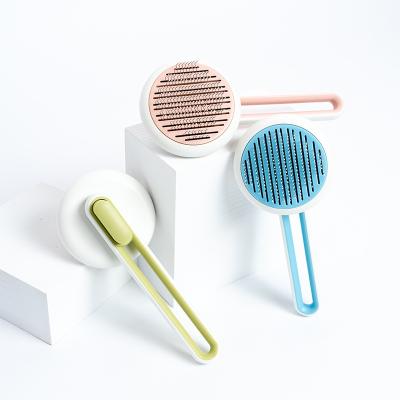 China Sustainable Cat Slicker Brush Remove Dog Bristle Pet Comb Self Cleaning Dog Pet Grooming Brush Automatically for sale