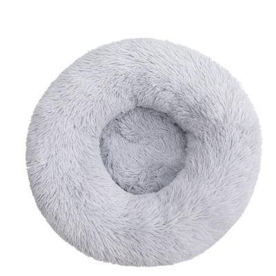 China Wholesale Soft Luxury Gray Pet Cushion Round Plush Travel Manufacturer Cat Dog Bed for sale