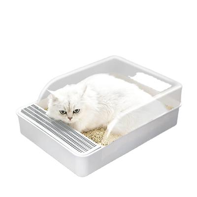 China 2021 Sustainable Easy Clean Self Cleaning Pet Cat Litter Box For Cats Semi-enclosed for sale