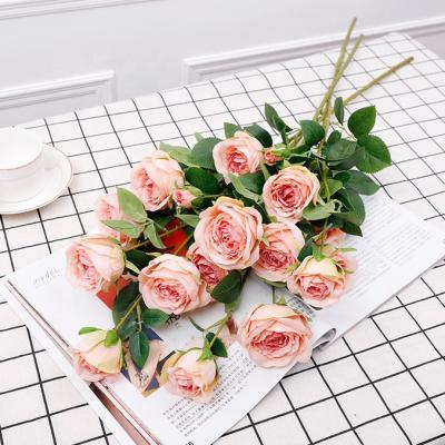 China QiHao Silk Artificial Rose Flower Wedding Decoration Rose Flowers Red White Pink for sale