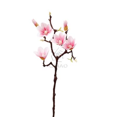 China QIHAO Real Touch Artificial Magnolia Flower Silk Flowers For Decoration 62CM for sale