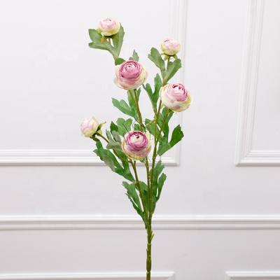 China QiHao 4cm Silk Artificial Camellia Flower Dehydrated Flower Tea Rose 6 Heads for sale