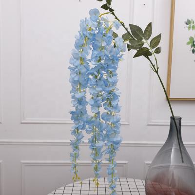 China QiHao 130cm 3 Stems Artificial Wisteria Flower For Wall Decoration Silk Vine Wedding Arrangements for sale