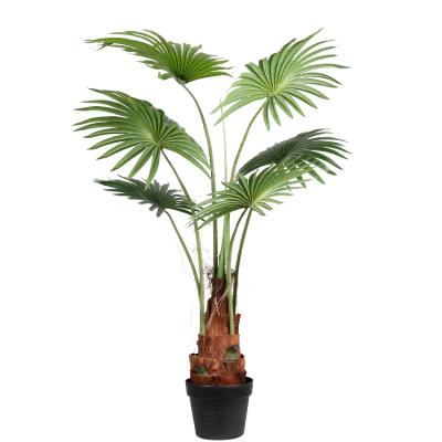 China QiHao Indoor Decoration Artificial Plant Fiberglass Stem Tree Bonsai Artificial Palm With Pot for sale