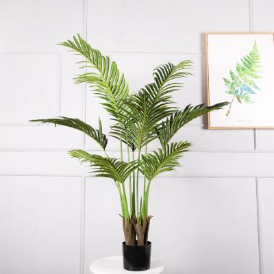 China Qihao 3 size Artificial Bonsai Palm Tree Artificial Areca Leaves Kwai Plants Bonsai for Home Decor Indoor Outdoor for sale