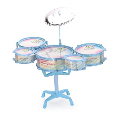 China 3+ Jazz Drum Set Multifunctional Electronic Instrument Toy Cartoon Drum Set with Healthy Blue Pink Color for sale