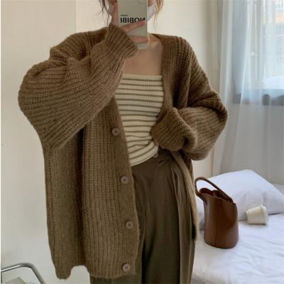 China Women's Fluffy Mohair Ladies Autumn Winter Sweater Anti-Wrinkle MLF Custom V-Neck Long Sleeve Knit Cardigan Sweater for sale