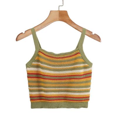 China Wholesale Mailifu Summer Colorful Color Anti-wrinkle Stripes Computer Knit Ladies Sexy Tank Top Knit Tops for sale