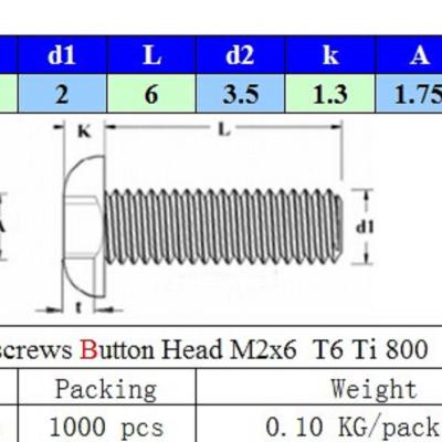 China Machinery Repair Shops M2 Titanium Screw for sale