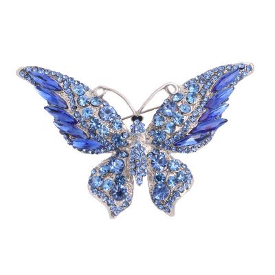 China New Fashion Trendy Crystal Rhinestone Butterfly Brooch Vintage Insect Animal Women's Brooch for sale