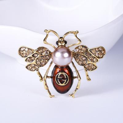 China ALLOY Fashion Alloy Bug Shaped Pearl Bee Brooches for sale