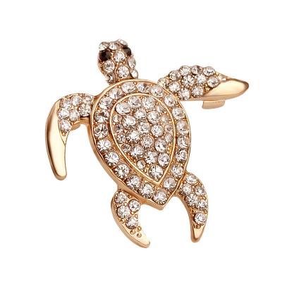 China European and American Animal Crystal Brooch Pin Jewelry Border Foreign Trade Environmentally Friendly Turtle Rhinestone for sale