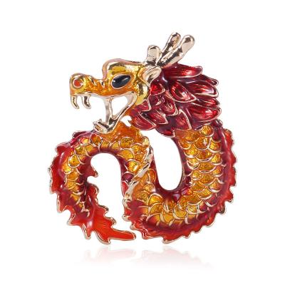 China Environmental Friendly Cartoon Oil Drip Zinc Alloy Dragon Animal Brooch for sale